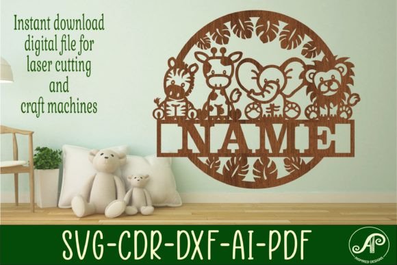 Download Cute Safari Animals Name Sign Svg Laser - Animal Collection
