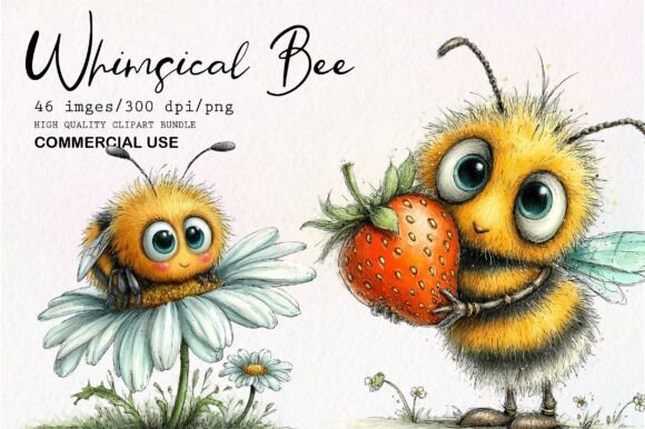 Download Whimsical Bee Clipart PNG - Premium Resources