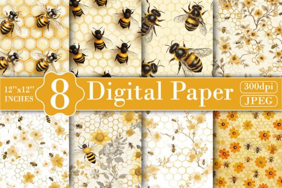 Download Honeycomb Honey Bee Digital Paper - Bee Collection