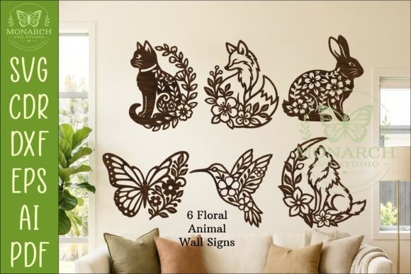 Download Floral Animal Wall Sign Bundle SVG Decor - Animal Collection
