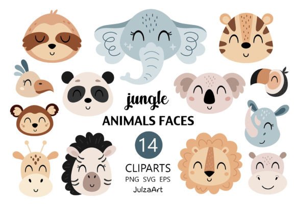Download Safari Animal Faces Clipart, Animal Svg - Animal Collection