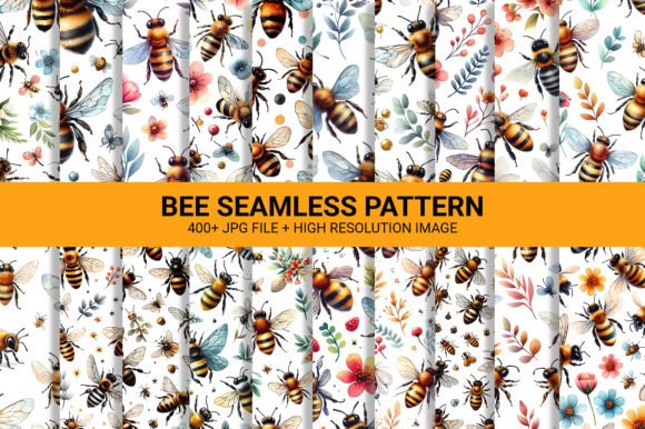 Download Seamless Bee Pattern Bundle - Bee Collection