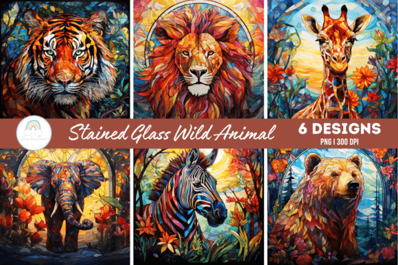 Download Stained Glass Wild Animal Background - Animal Collection