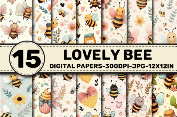Download Lovely Bee Pattern Digital Papers - Bee Collection