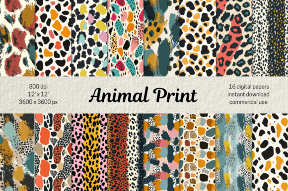 Download Modern Animal Print Digital Papers Set - Animal Collection