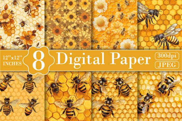 Download Honeycomb Honey Bee Digital Papers - Bee Collection