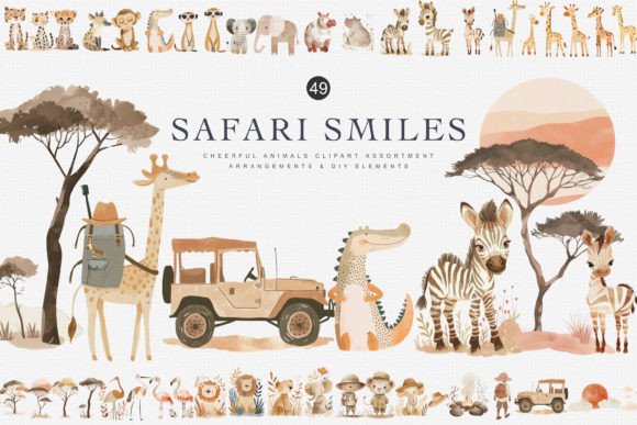 Download Watercolor Safari Animal Clipart Bundle - Animal Collection