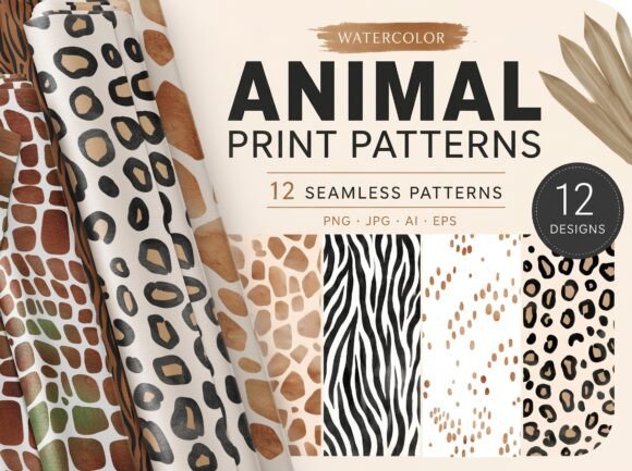 Download Animal Print Watercolor Seamless Pattern - Animal Collection