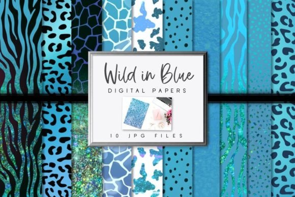 Download Blue Animal Print Digital Papers - Animal Collection