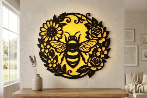 Download Laser Cut Floral Bee Wall Decor SVG - Bee Collection