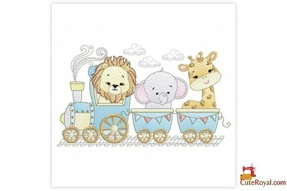 Download Baby Safari Animals in Blue Train - Animal Collection