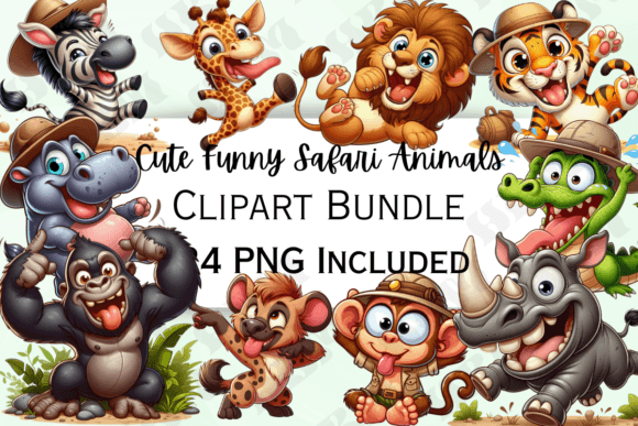 Download Cute Funny Cartoon Safari Animal Clipart - Animal Collection