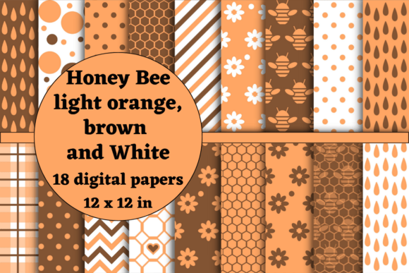 Download Orange and Brown Honey Bee Digital Paper - Bee Collection