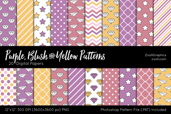 Download Purple, Blush and Yellow Digital Papers - Premium Resources