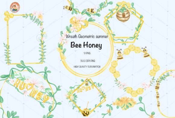 Download Wreath Bee Honey,Frame Honey,Frame Flowe - Bee Collection