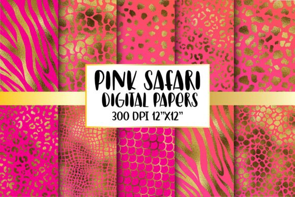 Download Pink Gold Animal Print Digital Papers - Animal Collection