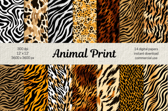 Download Animal Print Pattern Digital Papers Set - Animal Collection