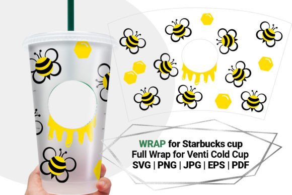 Download Bee, Honey Wrap for Starbucks 24 Oz Cups - Bee Collection
