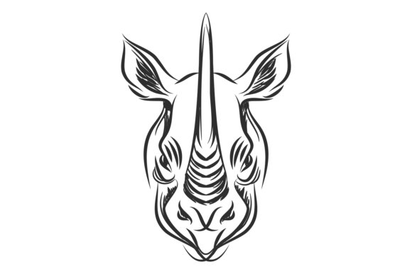 Download Rhino Head. Hand Drawn Safari Animal Log - Animal Collection
