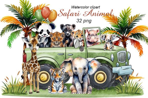 Download Baby Safari Animals Watercolor Clipart - Animal Collection