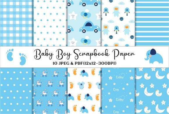 Download Baby Boy Digital Scrapbook Paper- 12x12 - Baby boy Collection